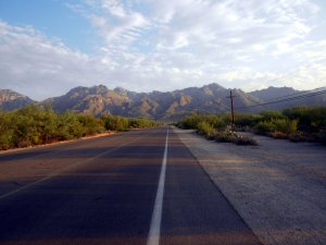 going north on sabino canyon road with no cars